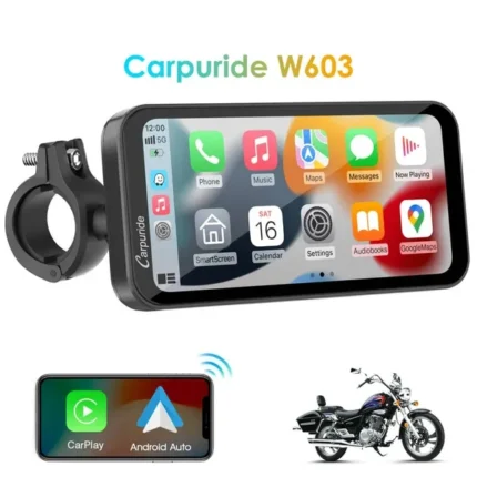 Universal - Carpuride W603D | Wireless Portable Motorcycle Stereo with HD Dual Cameras